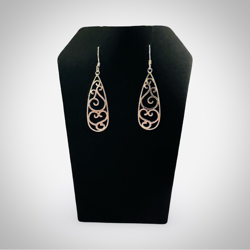 Sterling Silver .925 Filigree Teardrop Earrings
